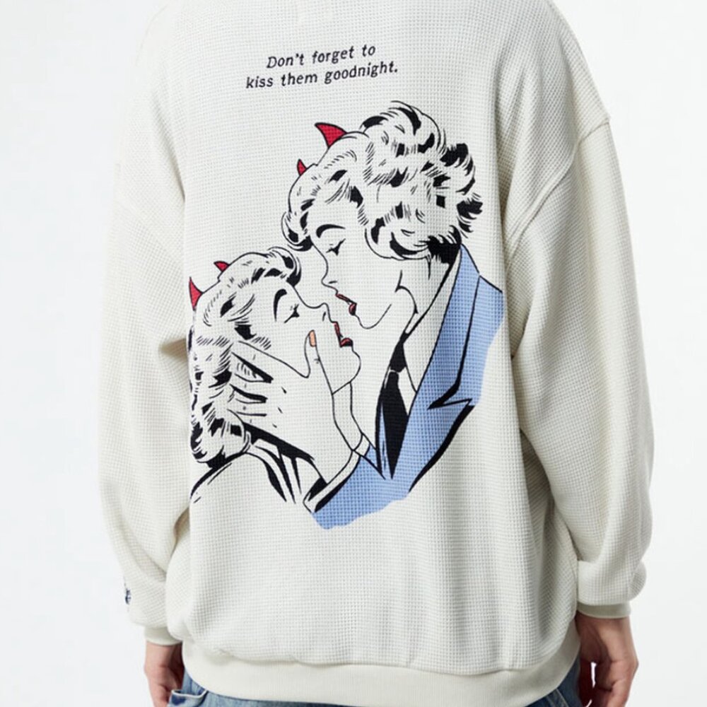 Boys Lie - Smitten Henley Boyfriend Crewneck - Cream - S/M - Picture 3 of 6